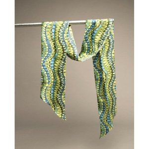 Vintage Scarf Geo Metro Long Green Blue Necktie Retro Handmade Accessory